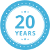 Badge proclaiming 20 Years of Experience