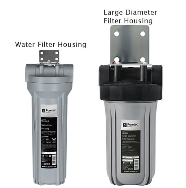 picture of two water filter housings including a large diamerter