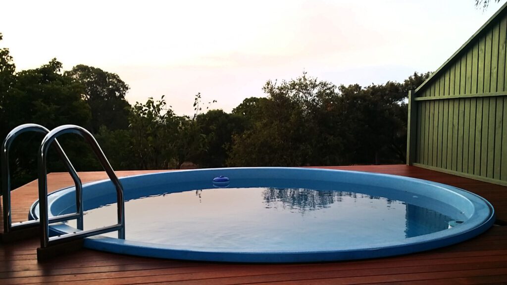 A Tug Pool in a deck with skyward view